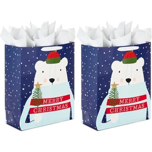 Hallmark 15″ Extra Large Christmas Gift Bag with Tissue Paper (Merry Christmas Polar Bear) for Kids, Adults, Coworkers, Neighbors(1 sheet (Pack of 2))
