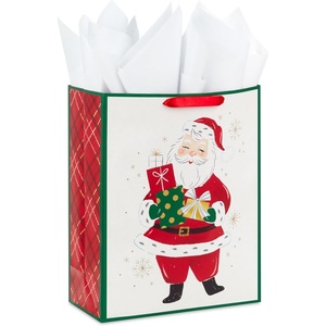 Hallmark 15″ Extra Large Christmas Gift Bag with Tissue Paper (Retro Santa Claus on White) for Kids, Grandchildren, Friends(1 XL Gift Bag)