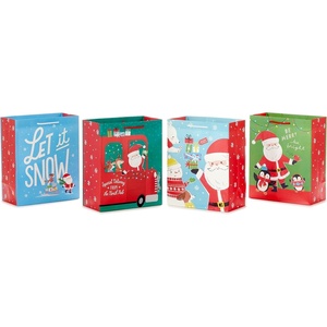 Hallmark 6″ Small Christmas Gift Bags for Kids (8 Bags: Rainbow Candy, Donut Tree, Merry, Cute Pug Puppy) for Gift Cards, Holiday Party Favors, Teacher Presents(1 count (Pack of 4))