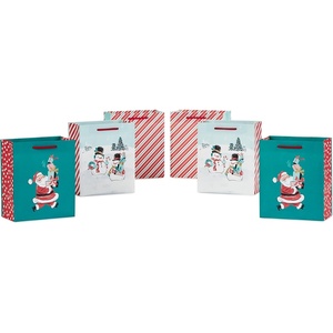 Hallmark 6″ Small Vintage Christmas Gift Bag Bundle (6 Bags: Retro Santa, Snowmen, Red, Green and White Stripes) for Gift Cards, Party Favors, Treat Bags, Teacher Presents(Santa  Snowmen  Stripes  Red  Green)