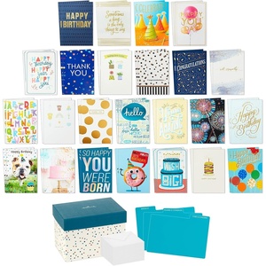 Hallmark Boxed Christmas Card Assortment with Keepsake Box (48 Cards and Envelopes) Angels, Santa, Penguins, New Year, Snowmen, Ornaments(Polka Dots)