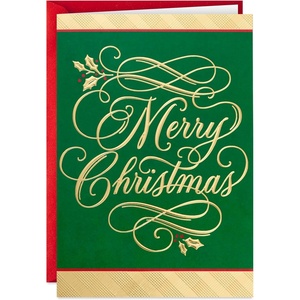 Hallmark Boxed Christmas Cards, Green and Gold (40 Cards with Envelopes)(Cards)