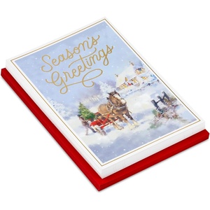 Hallmark Boxed Christmas Cards, Season’s Greetings (16 Cards and 16 Envelopes) Horse and Sleigh