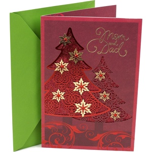 Hallmark Christmas Card for Couple (Cardinals)(Red Foil Tree)
