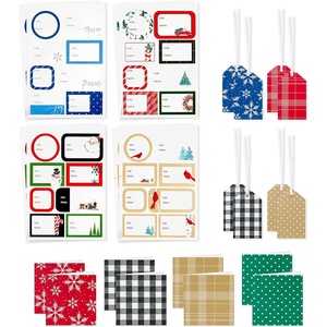 Hallmark Christmas Gift Tags with Ribbon, Sticker Seals, and Mini Notecards (Elegant Plaid, Snowflakes, Cardinals) for Gift Bags and Wrapped Presents
