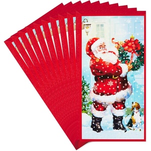 Hallmark Christmas Money Holders for Cash or Gift Cards, Vintage Santa and Dog (10 Cards with Envelopes) for Kids, Grandkids, Niece, Nephew, Friends(Vintage Santa)