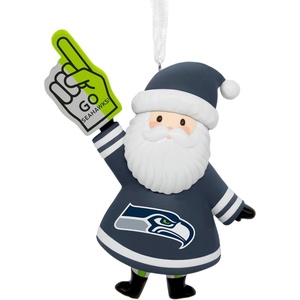 Hallmark Christmas Ornament, NFL Seattle Seahawks Santa Fan Ornament, Gifts for Sports Fans(Seattle Seahawks Santa)