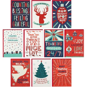 Hallmark Christmas Thank You Cards Assortment (10 Cards and 10 Envelopes)(Holiday Appreciation)