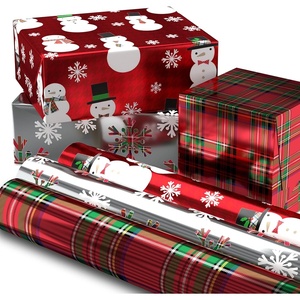Hallmark Foil Wrapping Paper with Cut Lines on Reverse (3 Rolls: 60 Sq. Ft. Ttl) Rose Gold, Silver Trees, Gold Snowflakes for Winter Weddings, Graduations, Valentine’s Day(Red Plaid  Silver Snowflakes  Snowman)