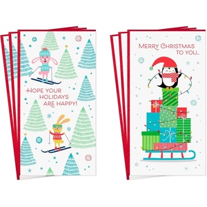 Hallmark Holiday Money or Gift Card Holder Cards for Kids (6 Cards with Envelopes) Snow Bunnies, Penguin with Presents