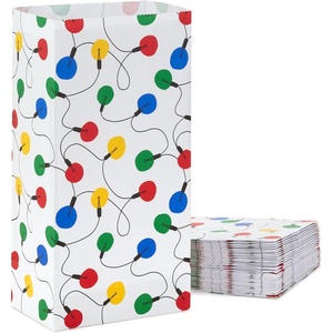 Hallmark Holiday Party Favor and Wrapped Treat Bags (30 Bags: White with Red, Yellow, Blue, Green Christmas Lights) for Christmas, Hanukkah, Classroom Parties, Teacher Gifts, Luminaries, Sack Lunches(Christmas)