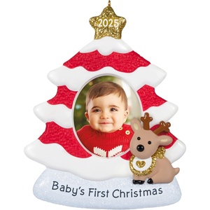 Hallmark Keepsake Christmas Ornament 2025, Baby’s First Christmas Red and White Tree 2025 Photo Frame(2025 Baby’s First Christmas)