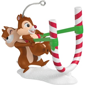 Hallmark Keepsake Disney Christmas Ornament, Chip and Dale Candy Cane Catapult, Gifts for Disney Fans(Candy Cane Catapult)