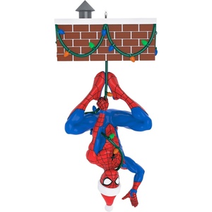 Hallmark Keepsake Marvel Christmas Ornament, X-Men Wolverine Defeats Sentinel Funko POP! with Light, Gifts for Marvel Fans(Spider-Man)