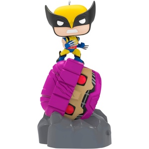 Hallmark Keepsake Marvel Christmas Ornament, X-Men Wolverine Defeats Sentinel Funko POP! with Light, Gifts for Marvel Fans(X-Men Wolverine)