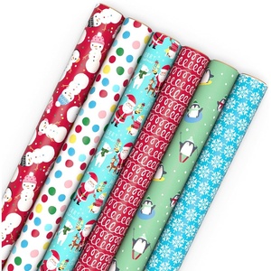 Hallmark Kids Christmas Wrapping Paper Rolls with Cutlines on Reverse (6 Rolls: 180 Sq. Ft. Total) Dinosaur, Unicorn, Flamingo, Koala(Snowman  Dots  Santa  Snowflakes  Penguins)