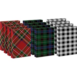 Hallmark Medium Christmas Gift Boxes with Lids (12 Shirt Boxes, 4 Designs: Trees, Stripes, Snowmen, Holly) for Christmas, Holiday Parties, Hostess Gifts(Plaid)