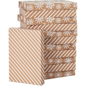 Hallmark Medium Christmas Gift Boxes with Lids (12 Shirt Boxes, White Snowflakes and Stripes on Kraft) for Holiday Parties, Winter Weddings, Bridal Showers(12 Count)