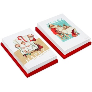 Hallmark Norman Rockwell Boxed Christmas Cards (40 Cards and 40 Envelopes) Snoozing Santa, Sleepy Kids