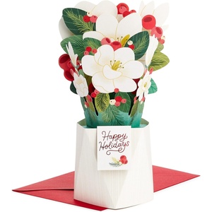Hallmark Paper Wonder Pop Up Christmas Card with Sound and Motion (Spinning Santa in Sleigh)(Magnolia Bouquet)