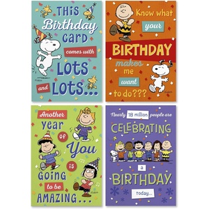 Hallmark Peanuts Boxed Christmas Cards Assortment, Classic Comics (4 Designs, 16 Cards and Envelopes)(Birthday)