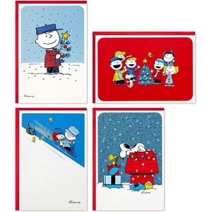 Hallmark Peanuts Boxed Christmas Cards Assortment, Classic Comics (4 Designs, 16 Cards and Envelopes)(Christmas)