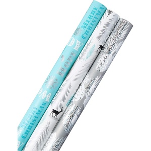 Hallmark Pink Christmas Wrapping Paper with Cut Lines on Reverse (3 Rolls: 120 sq. ft. ttl) Pink, Mint, Gold, Reindeer, Christmas Trees, Snowflakes(Teal and Silver  Elegant Woodland with Deer  Holographic Pinecones)