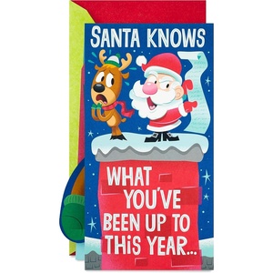 Hallmark Pop Up Funny Christmas Gift Card Holder or Money Holder Card (Naughty List) (5XXH2003)(1 Money Holder Card with Envelopes)
