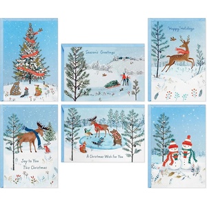 Hallmark Rustic Woodland Boxed Christmas Card Assortment (24 Cards and Envelopes) Moose, Deer, Raccoons, Snowmen, Geese, Foxes(Rustic Nature Holiday Scenes Card Assortment)