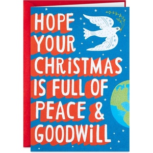 Hallmark Shoebox Funny Christmas Card (T-Rex I Love You THIS Much) Dinosaur with Santa Hat(Funny Peace and Goodwill Card)