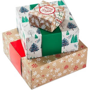 Hallmark Small Christmas Gift Boxes (4 Pack: Red and Green Plaid, Holly, Christmas Wishes Black and Red Plaid) 4 inch Boxes for Gift Cards, Candy, Cookies and More(Holly  Christmas Trees  Snowflakes)