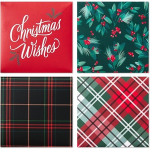 Hallmark Small Christmas Gift Boxes (4 Pack: Red and Green Plaid, Holly, Christmas Wishes Black and Red Plaid) 4 inch Boxes for Gift Cards, Candy, Cookies and More(Christmas Wishes  Holly  Plaid)