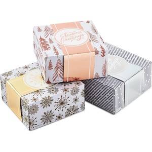Hallmark Small Christmas Gift Boxes (4 Pack: Red and Green Plaid, Holly, Christmas Wishes Black and Red Plaid) 4 inch Boxes for Gift Cards, Candy, Cookies and More(White Silver  Gold  Rose Gold)