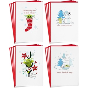 Hallmark Star Wars The Mandalorian Boxed Christmas Card Assortment (16 Cards and Envelopes) Grogu, Baby Yoda, Snowman(Star Wars)