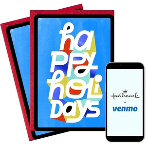 Hallmark and Venmo Christmas Greeting Cards (2 Cards with Envelopes) Happy Holidays(Happy Holidays  2 Venmo Cards for Gifting Money)