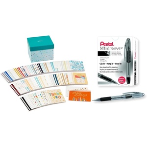 Pentel Mini R.S.V.P Stick Ballpoint Pens (Pack of 12) and Hallmark All Occasion Boxed Set of Greeting Cards (Pack of 100) for Birthday, Thank You, Sympathy, Wedding, Baby Showers