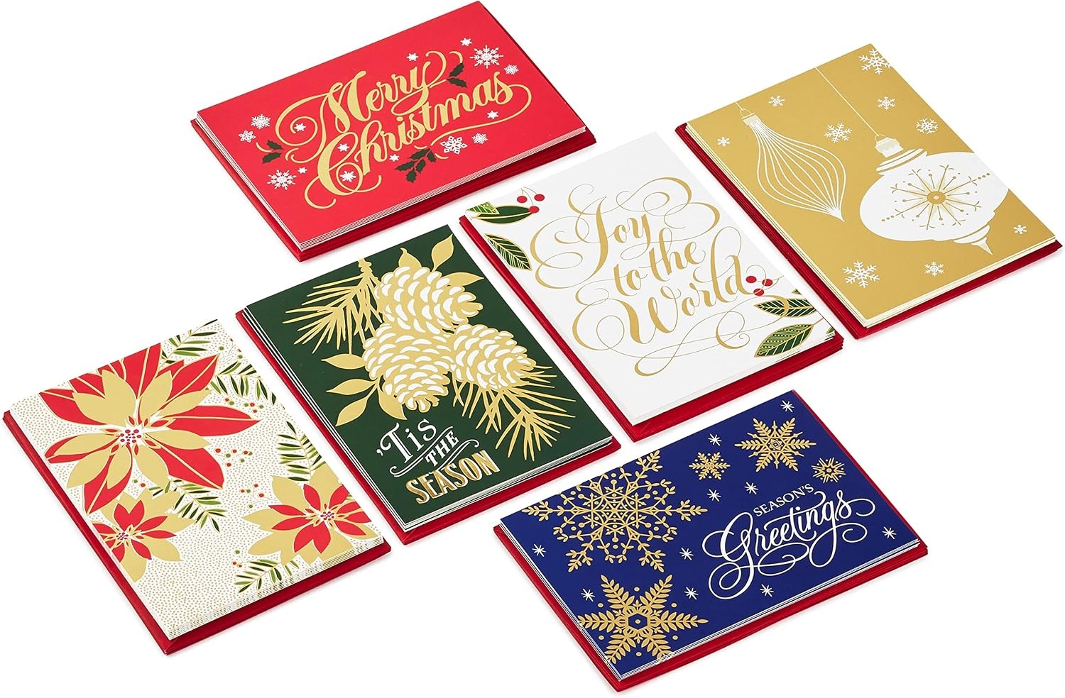 image:imageHallmark Boxed Christmas Cards Assortment Gold Foil Classic 6 Designs 36 Cards with EnvelopesHoliday Classic Gold Foil Card Assortment