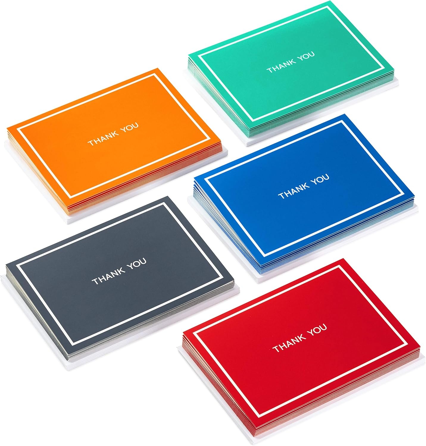 image:imageHallmark Thank You Cards Assortment Red Green Blue Black Orange 50 Cards for Business Weddings Baby Showers Bridal Showers All OccasionMulticolor
