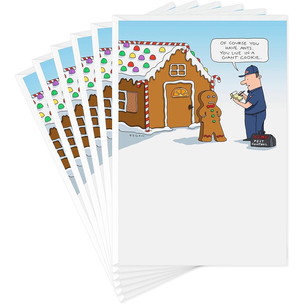 image:imageHallmark 0599XXH2125 Shoebox Funny Christmas Cards Pack Gingerbread House 6 Cards with EnvelopesGingerbread  6 Funny Cards with Envelopes