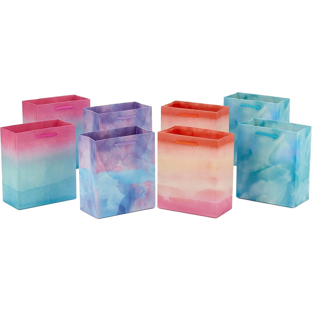 image:imageHallmark 6 Small Easter Gift Bag Bundle 8 Bags 4 Watercolor TieDye Designs in Pink Purple Blue Green for Birthdays Mothers Day Teachers and MorePink  Purple  Blue  Green