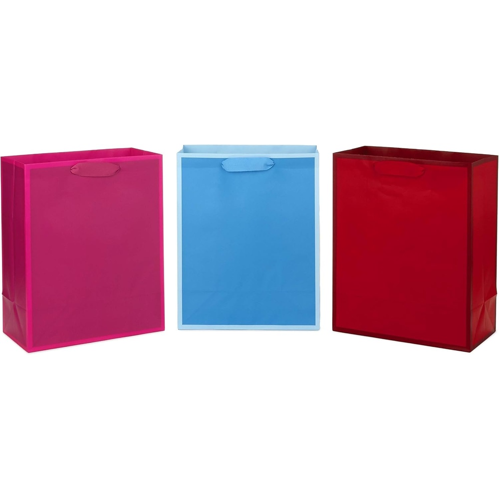 image:imageHallmark Assorted Gift Bags 8 Bags 3 Small 6 3 Medium 9 2 Large 13 Solid Pink Blue Green Yellow RedLarge Pack of 3