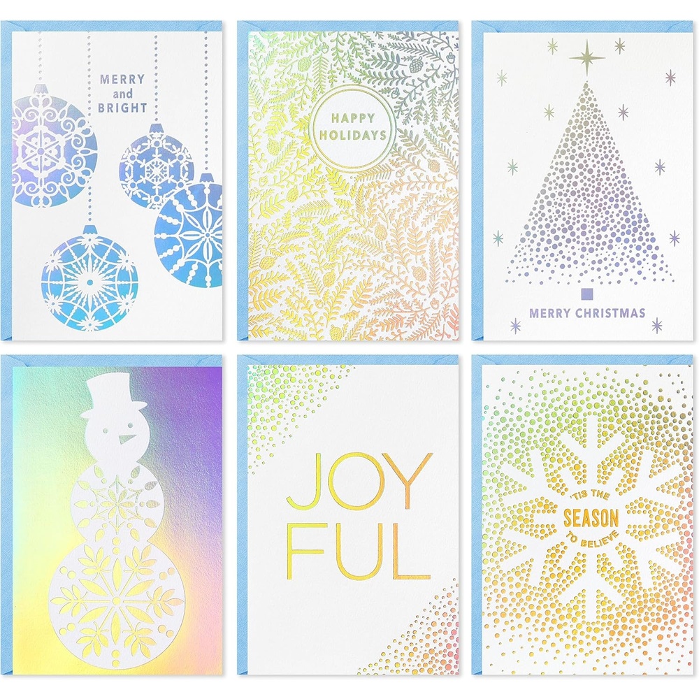 image:imageHallmark Boxed Christmas Cards Assortment Gold Foil Classic 6 Designs 36 Cards with EnvelopesHoliday Holographic Card Assortment
