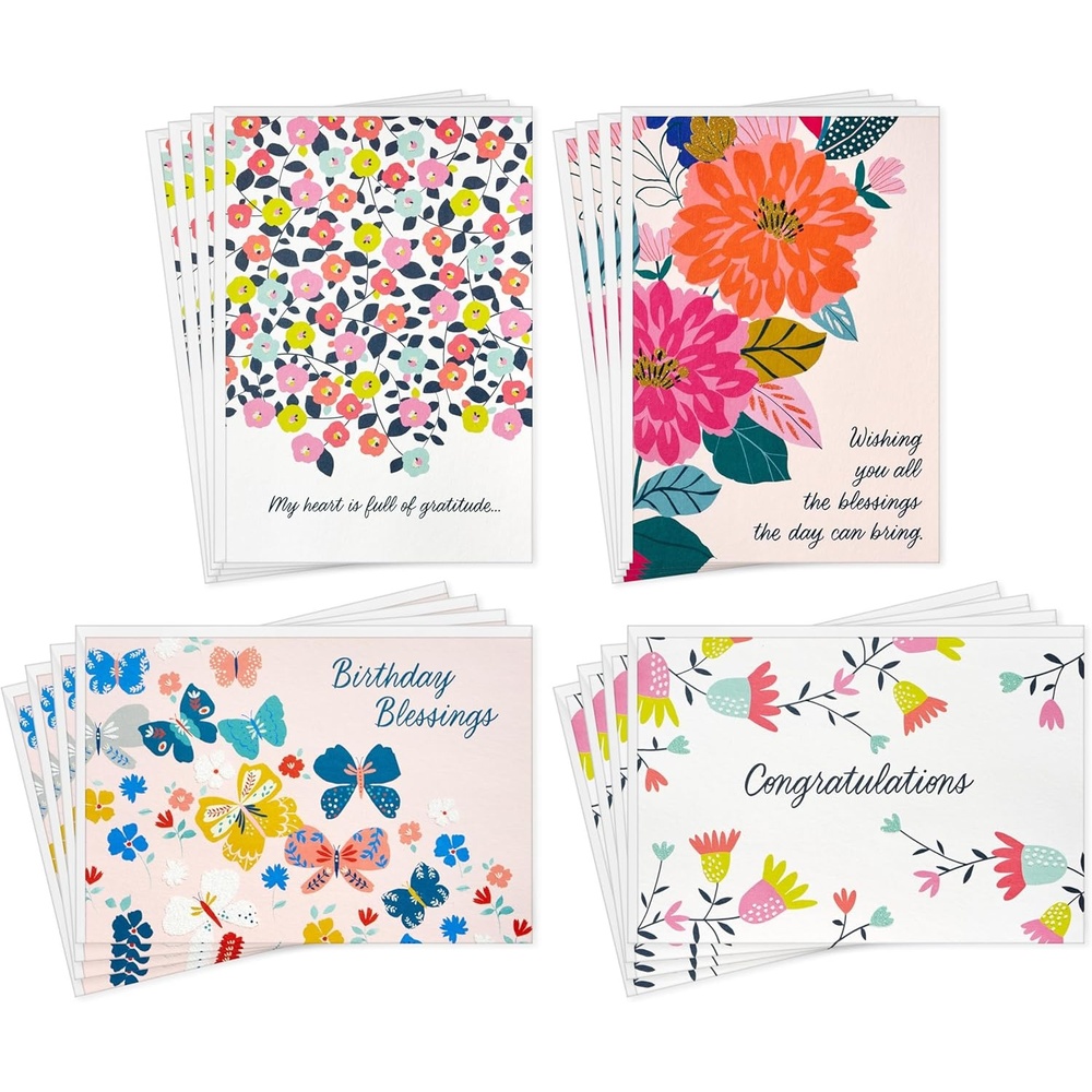 image:imageHallmark Boxed Thank You and Blank Cards Assortment Four Assorted Tropical Designs 40 Note Cards and EnvelopesFloral Designs