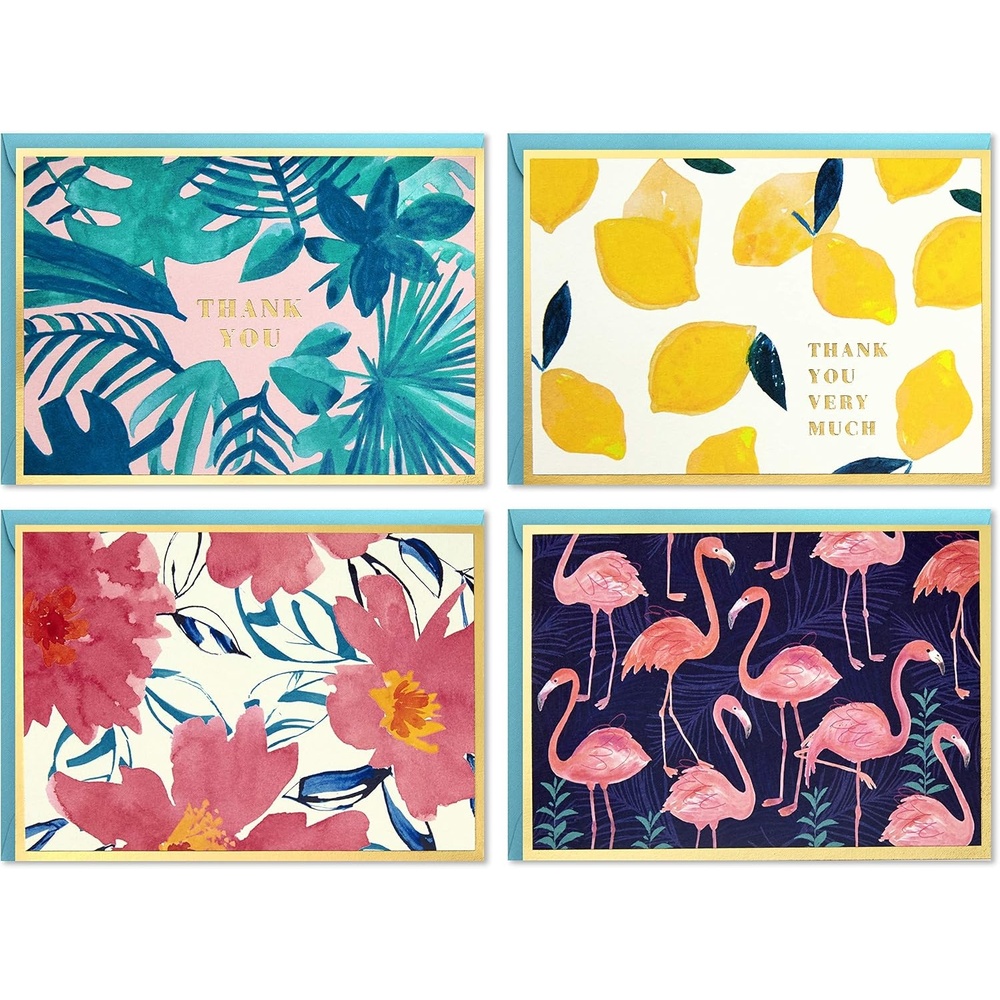 image:imageHallmark Boxed Thank You and Blank Cards Assortment Four Assorted Tropical Designs 40 Note Cards and EnvelopesTropical Designs