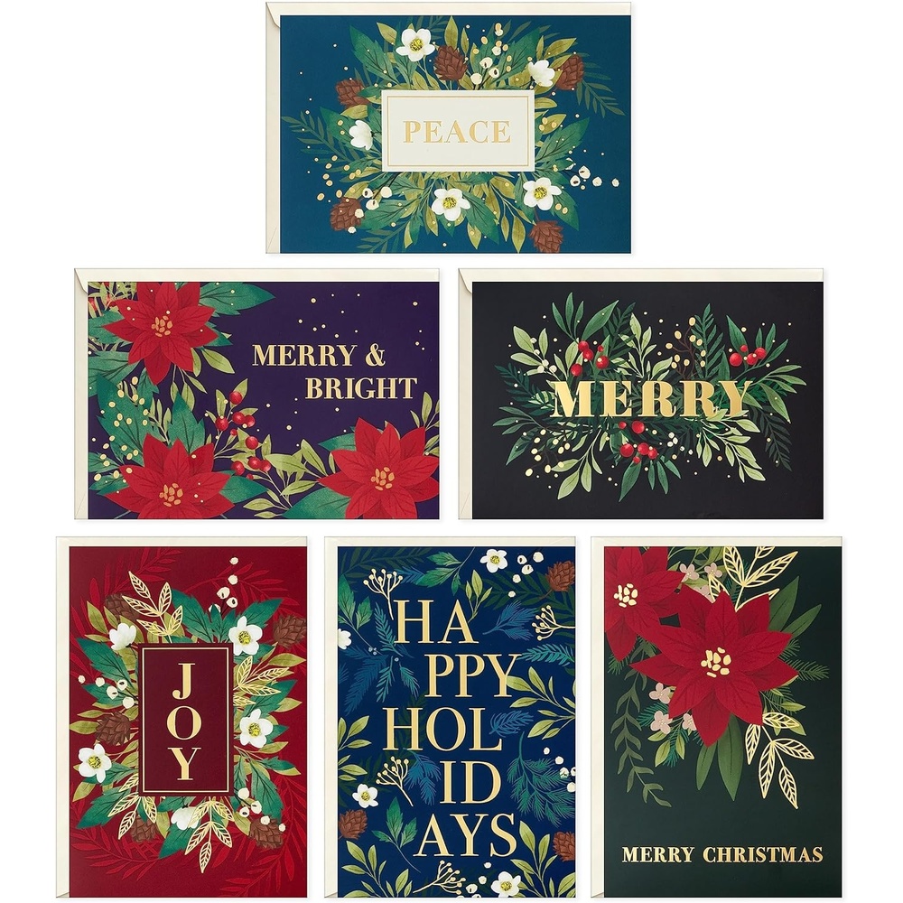 image:imageHallmark Bulk Boxed Christmas Card Assortment Elegant JewelTone Floral Assortment 72 Cards and EnvelopesJewelTone Florals Holiday Card Assortment