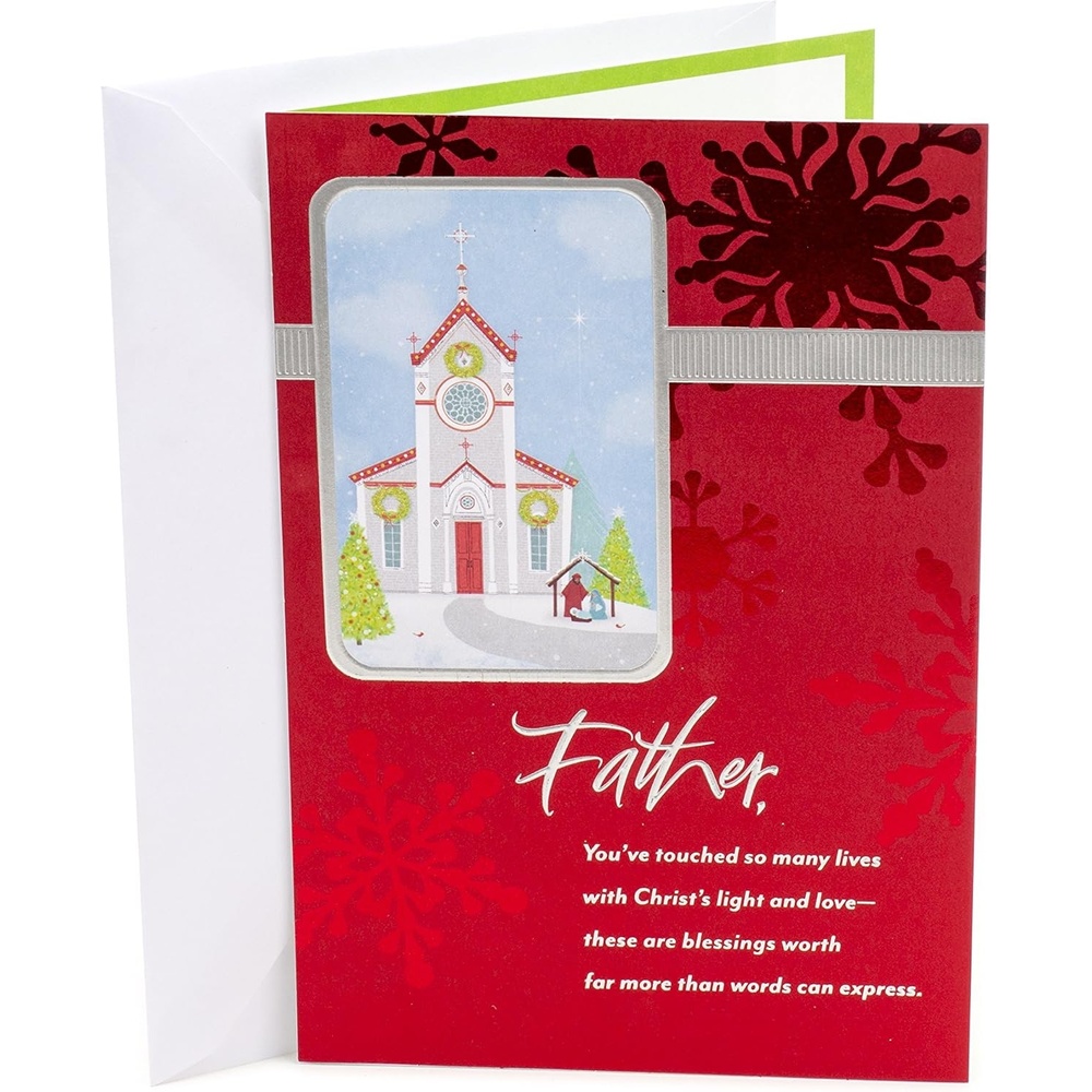 image:imageHallmark DaySpring Religious Christmas Card Glory to God Blue and SilverChristmas Card for Priest