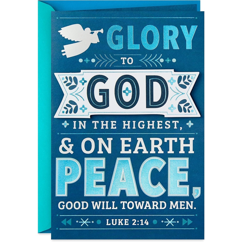 image:imageHallmark DaySpring Religious Christmas Card Glory to God Blue and SilverReligious  Glory to God Card