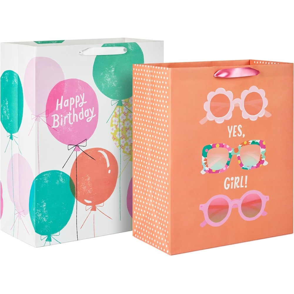 image:imageHallmark Gift Bags in Assorted Sizes Pack of 12  5 Medium 8 4 Large 11 3 Extra Large 14 for Birthdays Mothers Day Graduations Baby ShowersSunglasses and Balloons