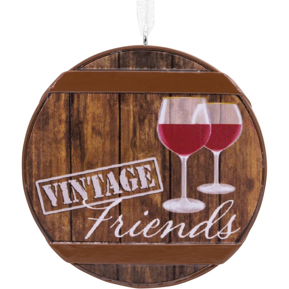 image:imageHallmark Holiday Wine Goblet Christmas OrnamentVintage Friends Wine Cask