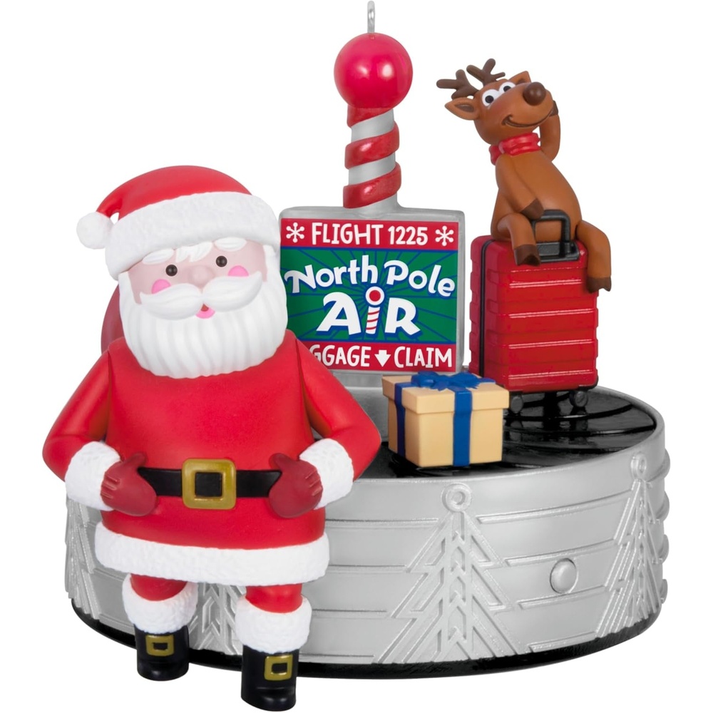 image:imageHallmark Keepsake Christmas Ornament 2024 HoHoHoliday Travel With Light Sound and Motion Santa Collectors GiftsHoHoHoliday